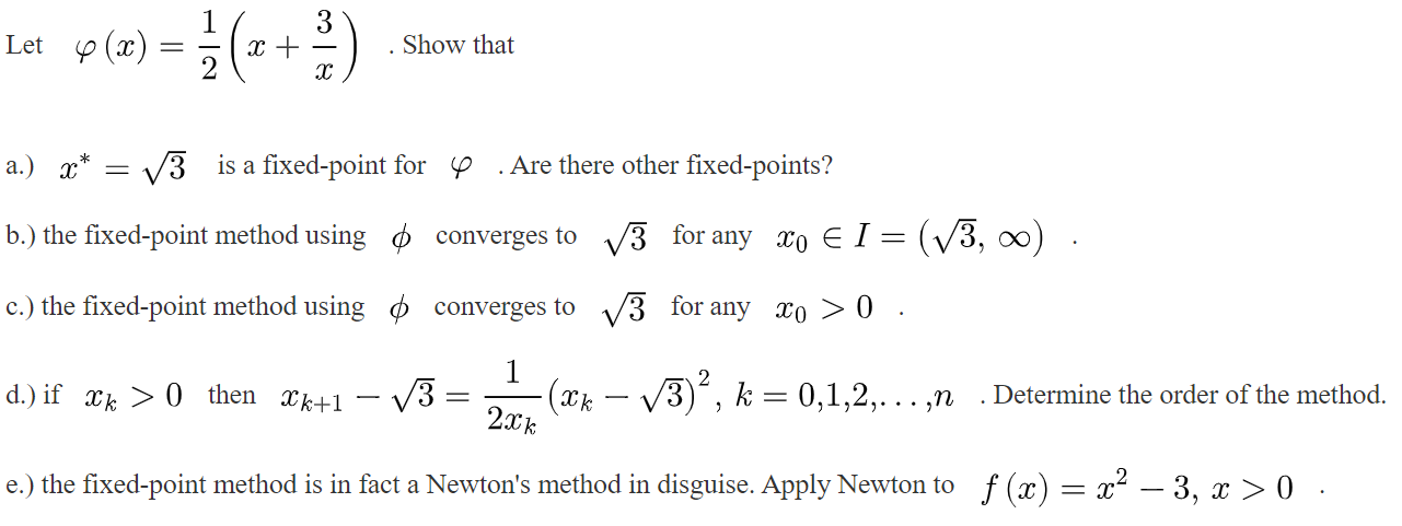 3 Let Y X 1 2 X 2 1 Show That A X 3 Is A Fixed Point For Are There Other Fixed Points B The Fixed 1