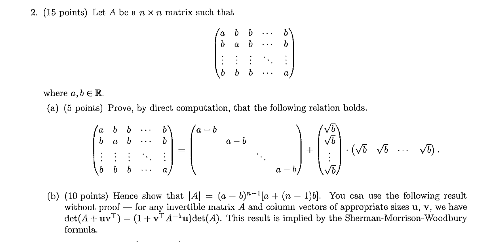 2 15 Points Let A Be A N X N Matrix Such That A B B B A B Hs Where A B E R A 5 Points Prove By Direct Comput 1