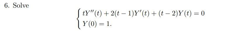 6 Solve Ty T 2 T 1 Y T T 2 Y T 0 Y 0 1 1