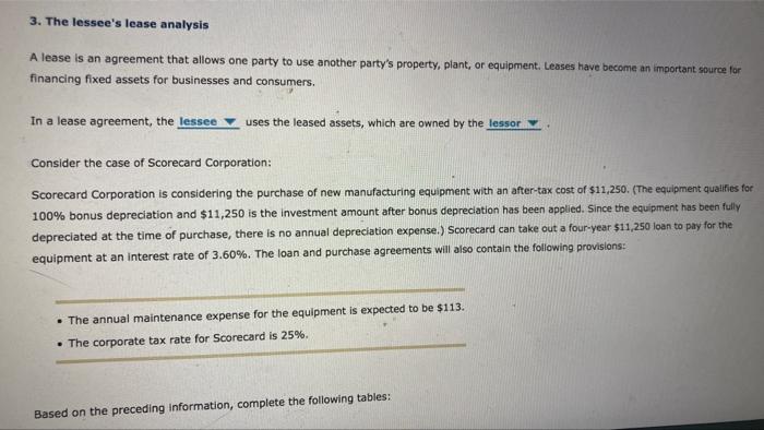 3 The Lessee S Lease Analysis A Lease Is An Agreement That Allows One Party To Use Another Party S Property Plant Or 1