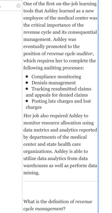 One Of The First On The Job Learning Tools That Ashley Learned As A New Employee Of The Medical Center Was The Critical 1