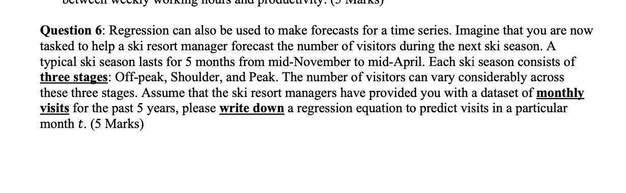 Mg Question 6 Regression Can Also Be Used To Make Forecasts For A Time Series Imagine That You Are Now Tasked To Help 1