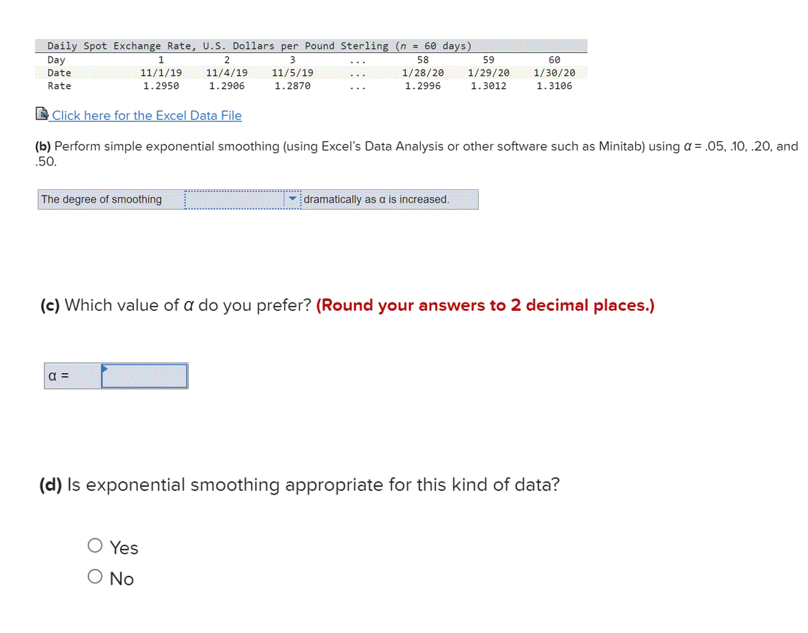 Daily Spot Exchange Rate U S Dollars Per Pound Sterling N 60 Days Day 1 3 Date 2 11 4 19 1 2906 11 1 19 60 1 30 20 1