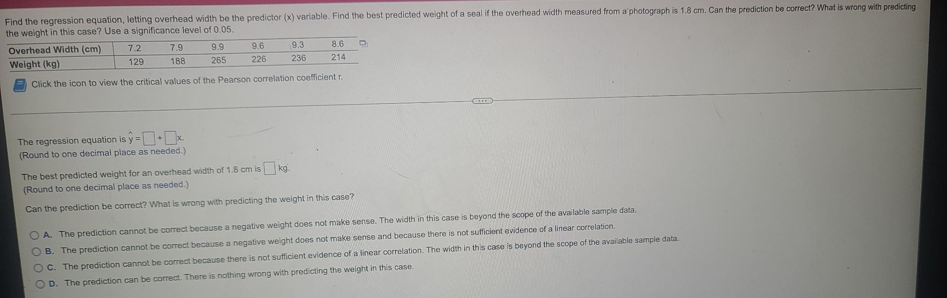 Find The Regression Equation Letting The First Variable Be The Predictor X Variable Using The Listed Lemon Crash Dat 2