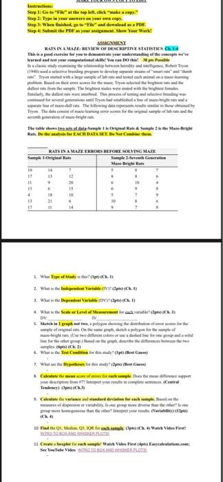 Instruction Step 1 Go To File At The Top Left Click Make A Copy Step 2 Type In Your Answers On Your Own Copy S 1