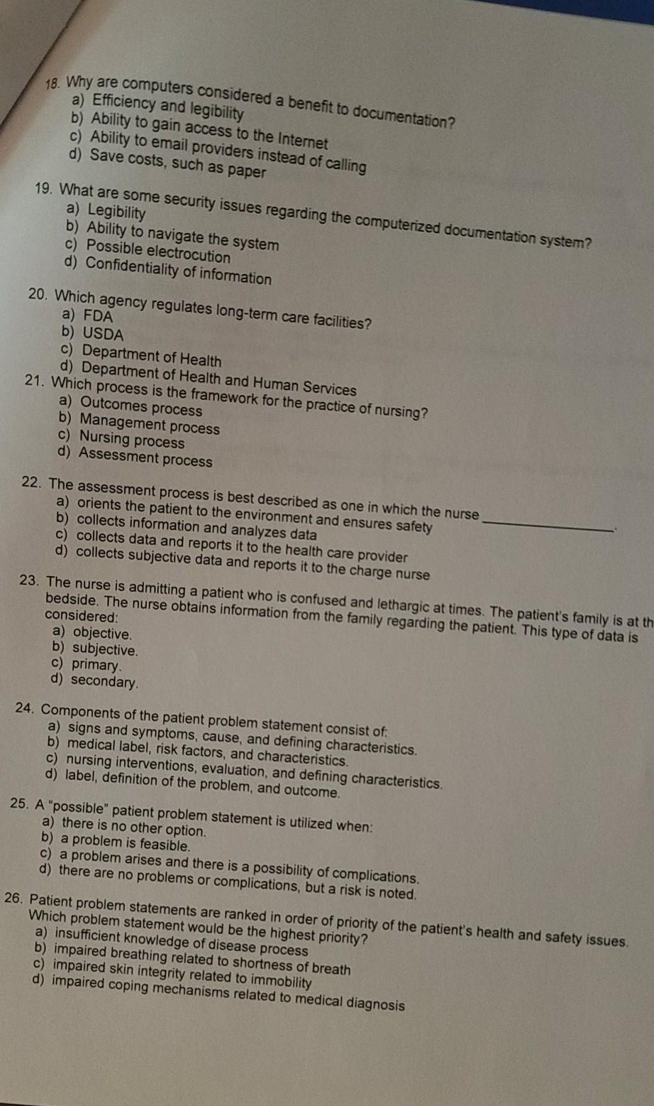 18 Why Are Computers Considered A Benefit To Documentation A Efficiency And Legibility B Ability To Gain Access To T 1