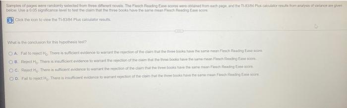 Samples Of Pages Were Randomly Selected From Three Different Novels The Flesch Reading Ease Scores Were Obned From Each 1