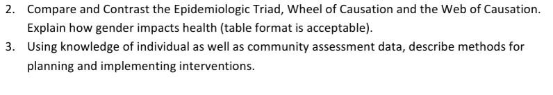 2 Compare And Contrast The Epidemiologic Triad Wheel Of Causation And The Web Of Causation Explain How Gender Impacts 1