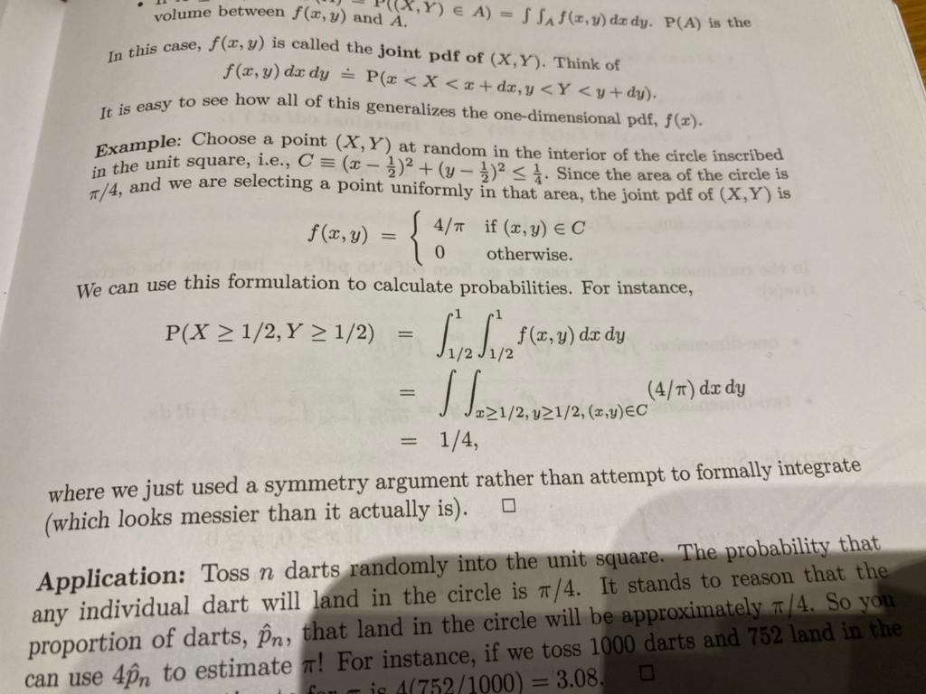 Volume Between F X Y And A Y A S Saf X Y Dzdy P A Is The In This Case F X Y Is Called The Joint Pdf Of X 1