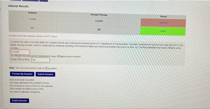 Attempt Results Entered Answer Preview Result 02093 0 2003 Inconect No No Connect At Least One Of The Answers Above Is N 1