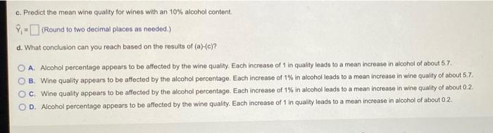 Alcohol Content And Quality Rating Wine Alcohol Content 1 9 0 9 8 9 4 10 9 10 7 10 8 11 5 11 3 11 4 12 2 12 5 12 8 3 2