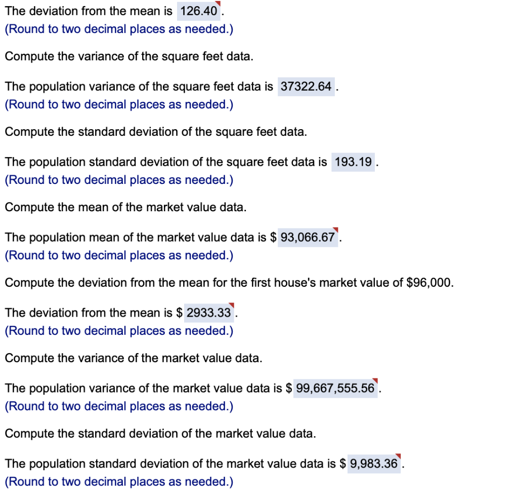 Considering The Home Market Value Data Provided As A Population Of Homeowners On This Street Compute The Mean Variance 2