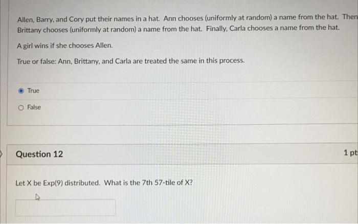 Allen Barry And Cory Put Their Names In A Hat Ann Chooses Uniformly At Random A Name From The Hat Then Brittany Ch 1