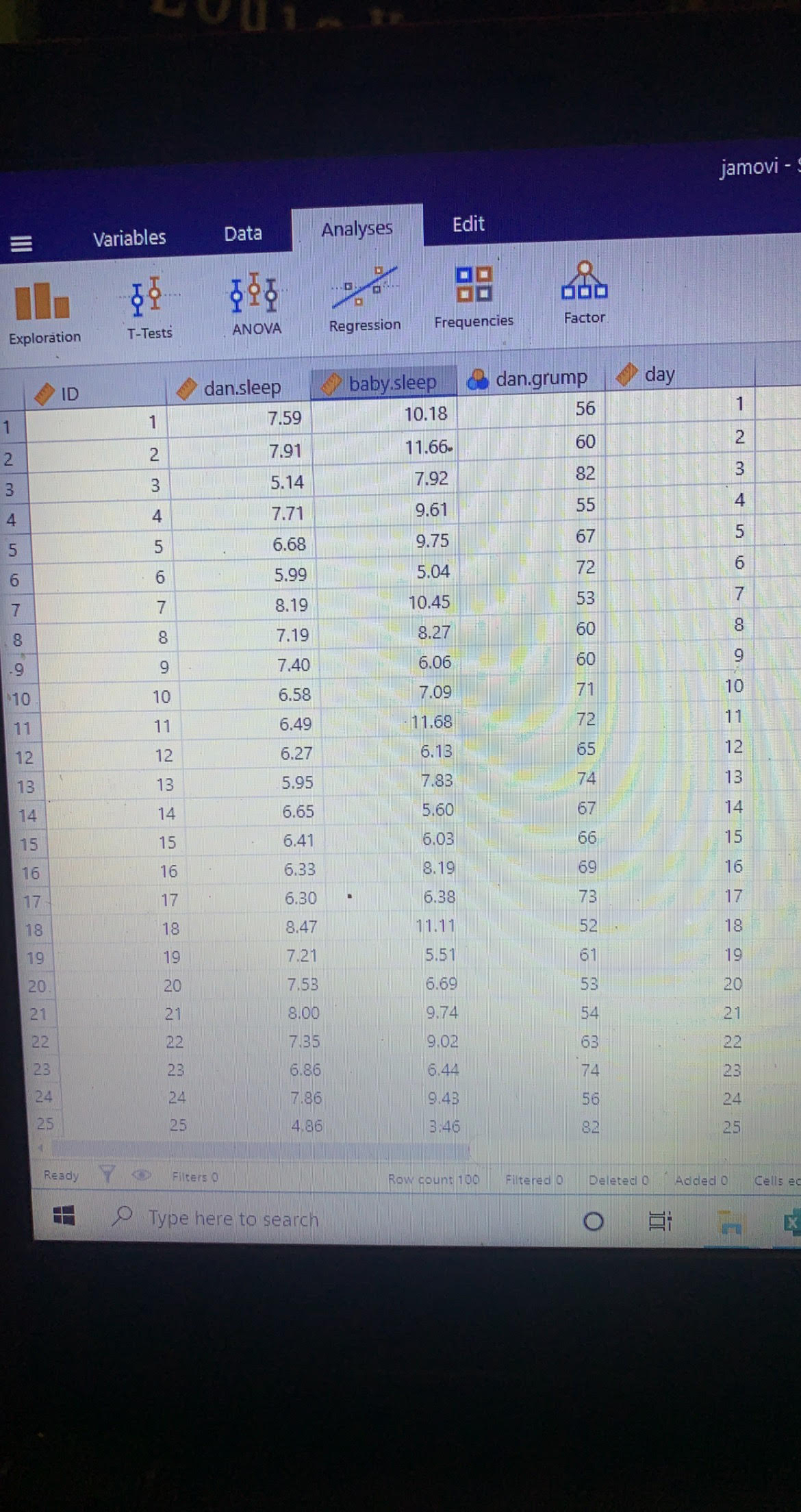 Determine If There Is A Significant Relationship Between Show The Result From The Jamovi 1 Dan Sleep And Baby Sleep 1