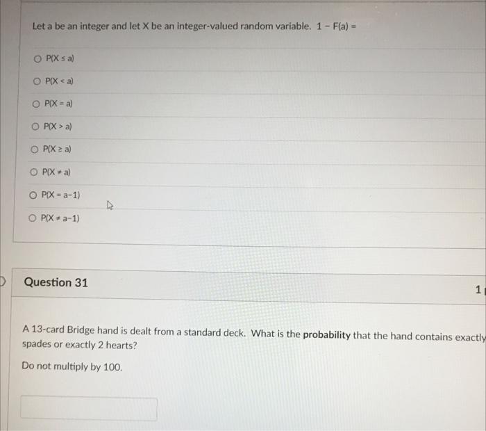 Let A Be An Integer And Let X Be An Integer Valued Random Variable 1 F A O P X S A O P X A O P X A O P X A 1