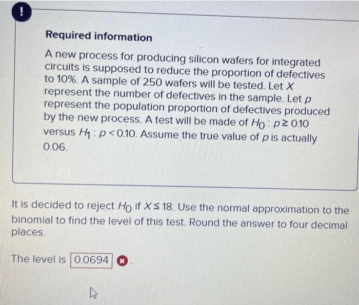 Required Information A New Process For Producing Silicon Wafers For Integrated Circuits Is Supposed To Reduce The Prop 1