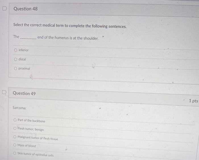 D Question 40 Select The Correct Meaning For The Following Word Parts Eal O Pertaining To Formation Of O Bodies D Que 5