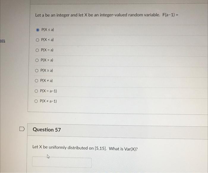 Ogs D Let A Be An Integer And Let X Be An Integer Valued Random Variable F A 1 P X A O P X A O P X A O P X 1