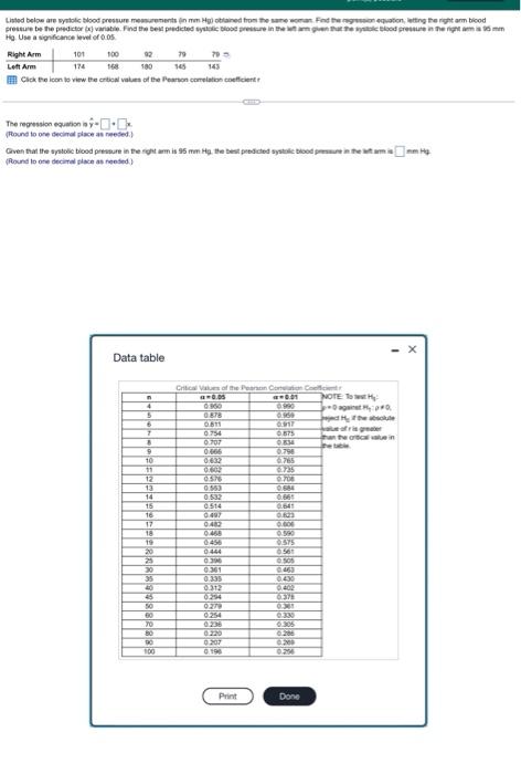 Listed Below Are Systolic Blood Pressure Measurements In Mm Hg Obtained From The Same Woman Find The Regression Equat 1