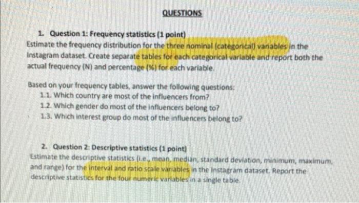 Questions 1 Question 1 Frequency Statistics 1 Point Estimate The Frequency Distribution For The Three Nominal Categ 1