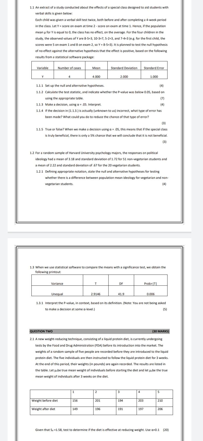 If The Decision In 1 1 3 Is Actually Unknown To Us Incorrect What Type Of Error Has Been Made What Could You Do 1