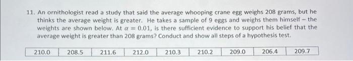 11 An Ornithologist Read A Study That Said The Average Whooping Crane Egg Weighs 208 Grams But He Thinks The Average W 1