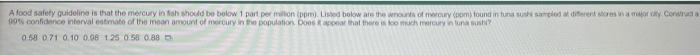 A Food Safety Guideline Is That The Mercury In Fish Should Be Below 1 Part Per Million Ppm Listed Below Are The Wenou 1