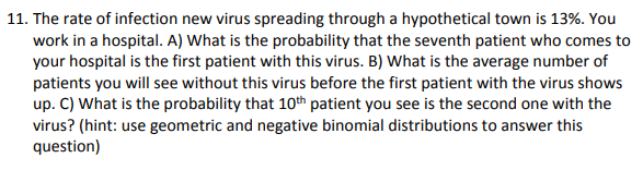 11 The Rate Of Infection New Virus Spreading Through A Hypothetical Town Is 13 You Work In A Hospital A What Is The 1