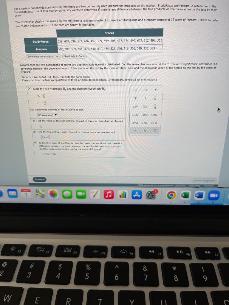 2 W For A Certain Nationwide Standardized Test There Are Two Commonly Used Preparation Products On The Market Studyfocu 1