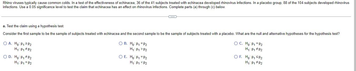 Rhino Viruses Typically Cause Common Colds In A Test Of The Effectiveness Of Echinacea 36 Of The 41 Subjects Treated W 1