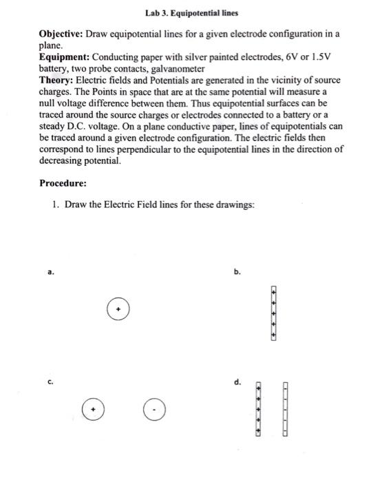 Lab 3 Equipotential Lines Objective Draw Equipotential Lines For A Given Electrode Configuration In A Plane Equipment 1