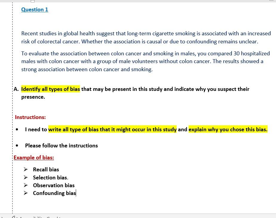 Question 1 Recent Studies In Global Health Suggest That Long Term Cigarette Smoking Is Associated With An Increased Risk 1