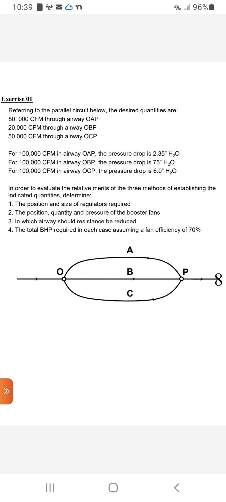 10 39 En Exercise 01 Referring To The Parallel Circuit Below The Desired Quantities Are 80 000 Cfm Through Airway Oap 1
