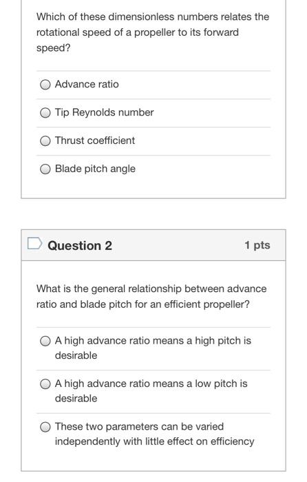 Which Of These Dimensionless Numbers Relates The Rotational Speed Of A Propeller To Its Forward Speed Advance Ratio Tip 1
