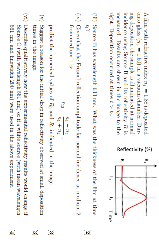 Reflectivity A Film With Refractive Index Nf 1 88 Is Deposited Onto Glass Ng 1 50 In A Vacuum Chamber Dur In 1