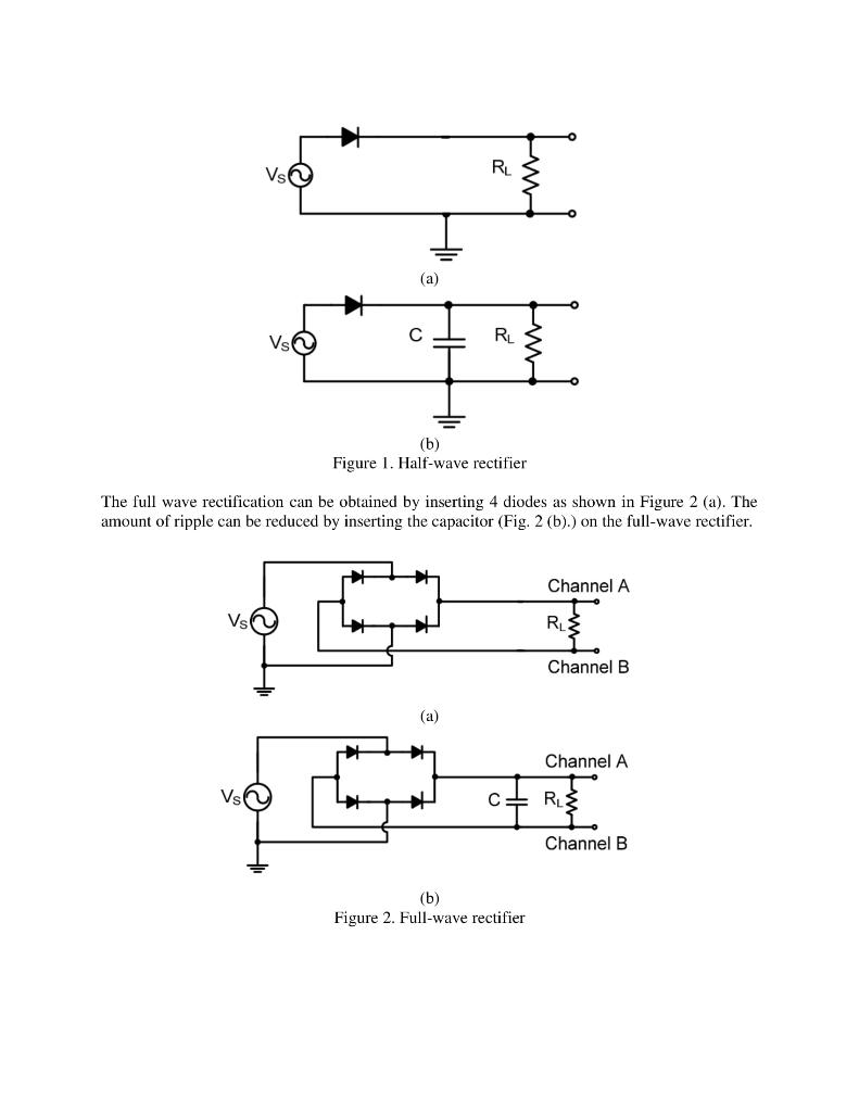 Rl R Vs B Figure 1 Half Wave Rectifier The The Way Rectification Be Obtained By Inserting 4 Diodes As Shown In Figur 1