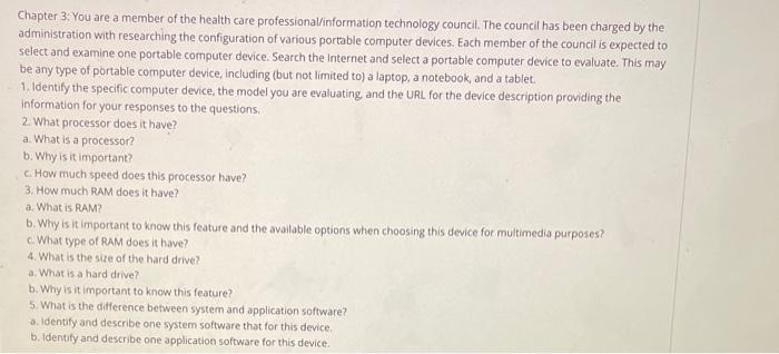 Chapter 3 You Are A Member Of The Health Care Professional Information Technology Council The Council Has Been Charged 1
