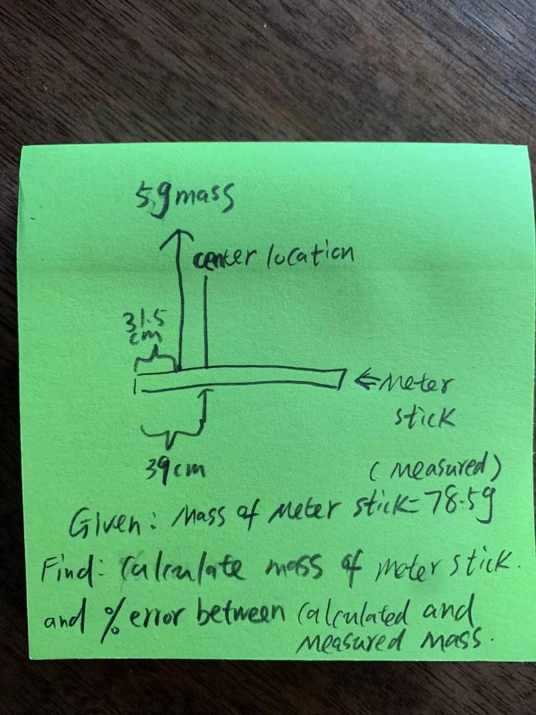 59 Mass Toenter Location Emeter Stick 39cm Measured Given Mass Of Meter Stick 78 59 Find Calculate Mass Of Mater Sti 1