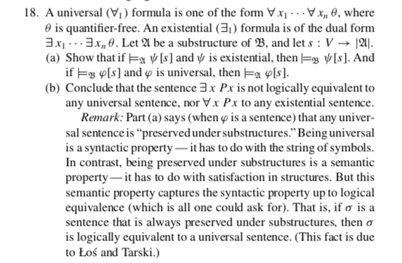 18 A Universal Formula Is One Of The Form Vx X 0 Where Is Quantifier Free An Existential 3 Formula Is Of The D 1