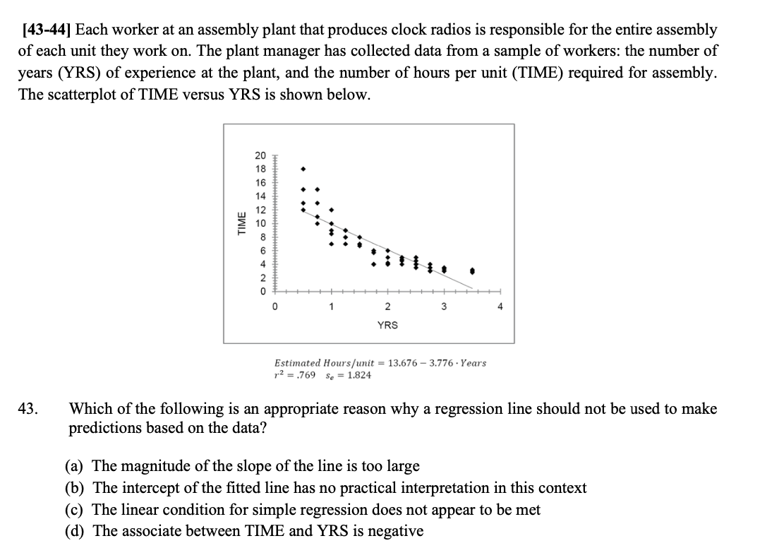 43 44 Each Worker At An Assembly Plant That Produces Clock Radios Is Responsible For The Entire Assembly Of Each Unit 1