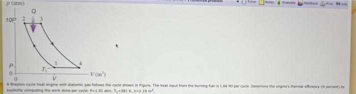 Piesas Prom Notes Evaluate Feedback Prist Info P Atm 10p 2 P 0 V M 0 A Brayton Cycle Heat Engine With Diatomic Gas 1