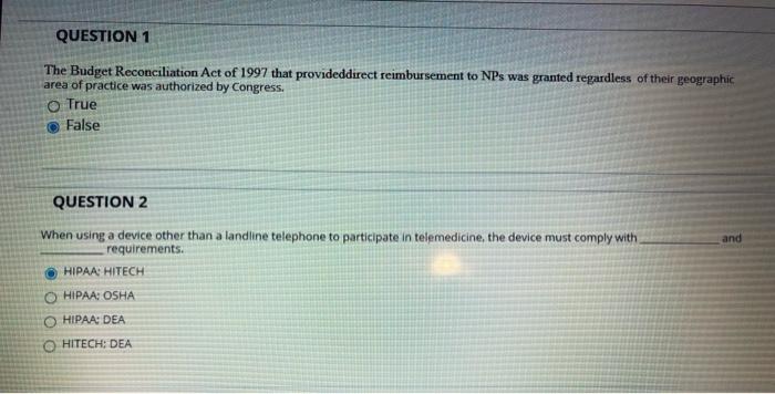 Question 1 The Budget Reconciliation Act Of 1997 That Provideddirect Reimbursement To Nps Was Granted Regardless Of Thei 1