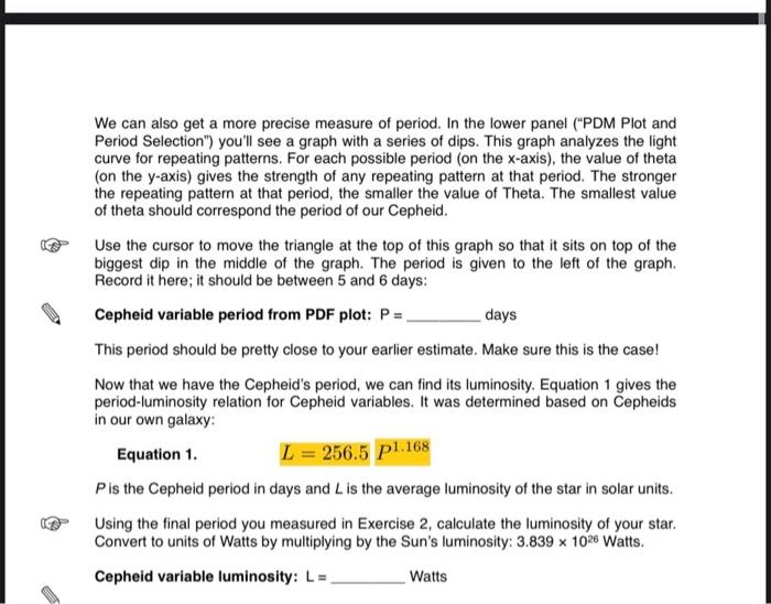 Exercise 2 The Period And Luminosity Of The Cepheid Variable Now That We Ve Found Our Cepheid Variable We Need To Meas 2