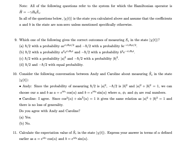 Note All Of The Following Questions Refer To The System For Which The Hamiltonian Operator Is H Ybos In All Of The 1