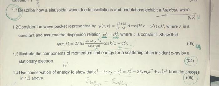1 1 Describe How A Sinusoidal Wave Due To Oscillations And Undulations Exhibit A Mexican Wave 05 Ck Ak K Ak 1 2 Consi 1