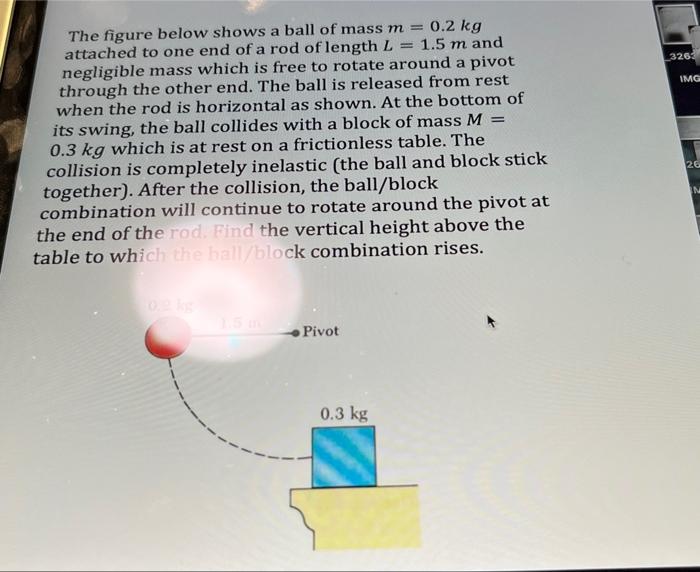 The Figure Below Shows A Ball Of Mass M 0 2 Kg 1 5 M And Attached To One End Of A Rod Of Length L Negligible Mass 1
