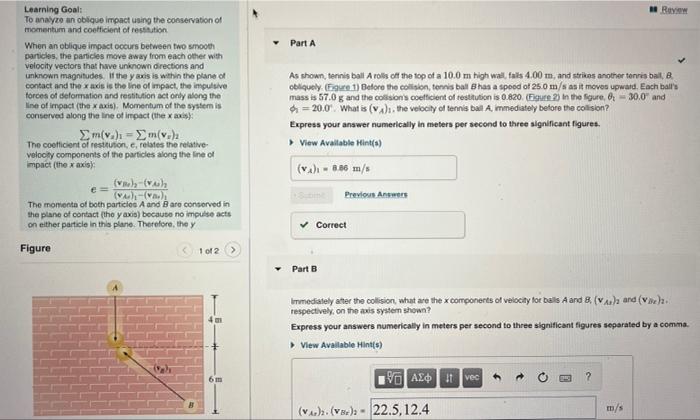 Learning Goal To Analyze An Oblique Impact Using The Conservation Of Momentum And Coefficient Of Restitution When An Ob 1