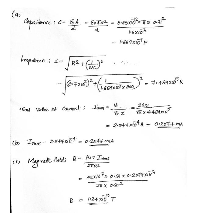 001 Part 1 Of 3 10 0 Points An Oscillating Emf Drives A Series Com Bination Of A Resistor And An Air Gap Ca Pacitor W 2