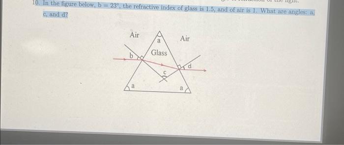 10 In The Figure Below B 23 The Refractive Index Of Glass Is 1 5 And Of Air Is 1 What Are Angles A C And D Ai 1