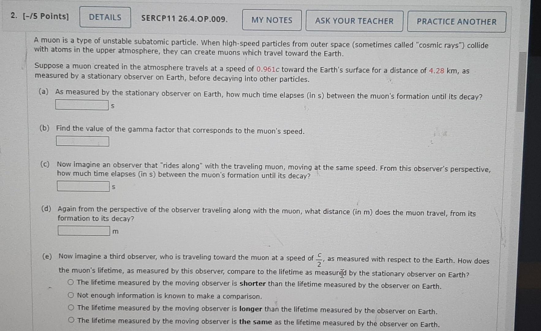 2 5 Points Details Sercp11 26 4 Op 009 My Notes Ask Your Teacher Practice Another A Muon Is A Type Of Unstable Sub 1